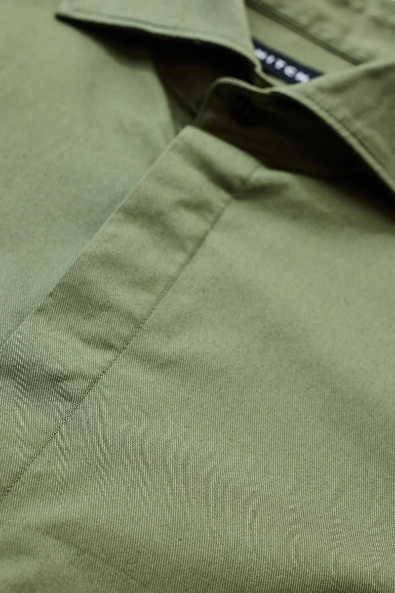 SNITCH Olive Solid Long Sleeve Slim Fit Shirt