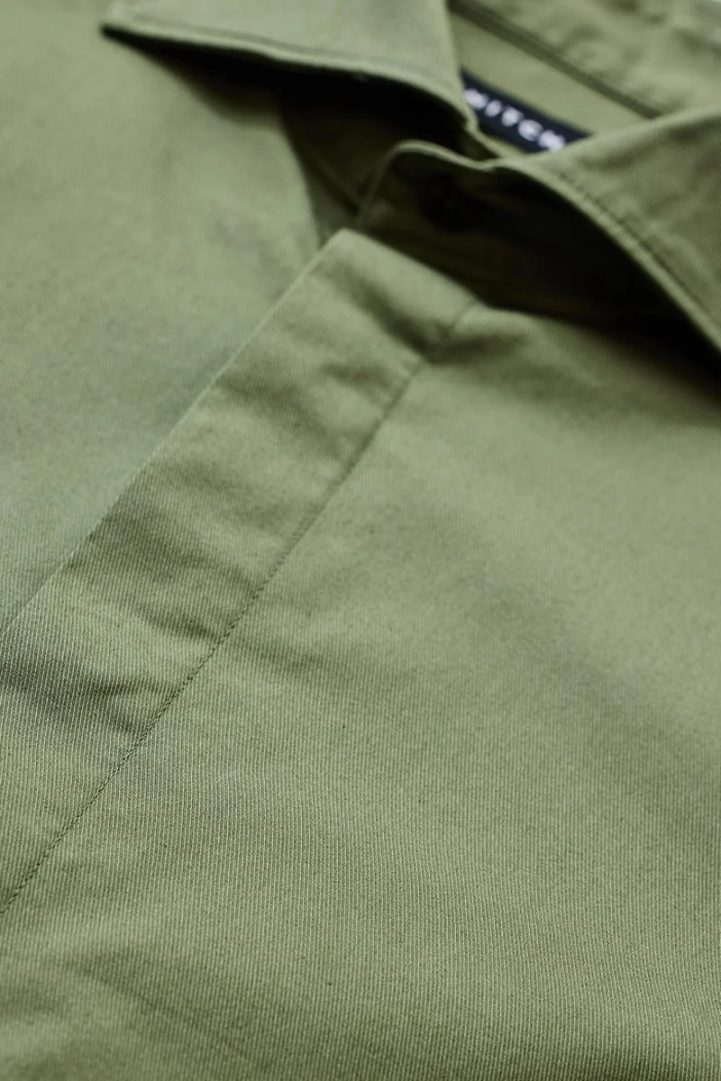 سنيتش Olive Solid Long Sleeve Slim Fit Shirt