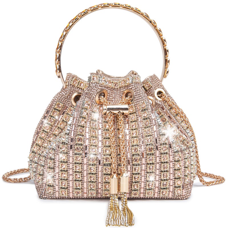 BBTT.ful Sparkly Diamond Evening Bag Clutch Purses for Women Rhinestone Purse Glitter Handbag for Party Prom Cocktail(champagne) - Image 1