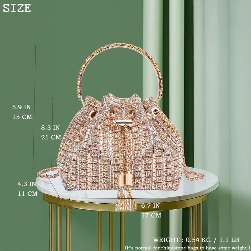 BBTT.ful Sparkly Diamond Evening Bag Clutch Purses for Women Rhinestone Purse Glitter Handbag for Party Prom Cocktail(champagne) - Image 5