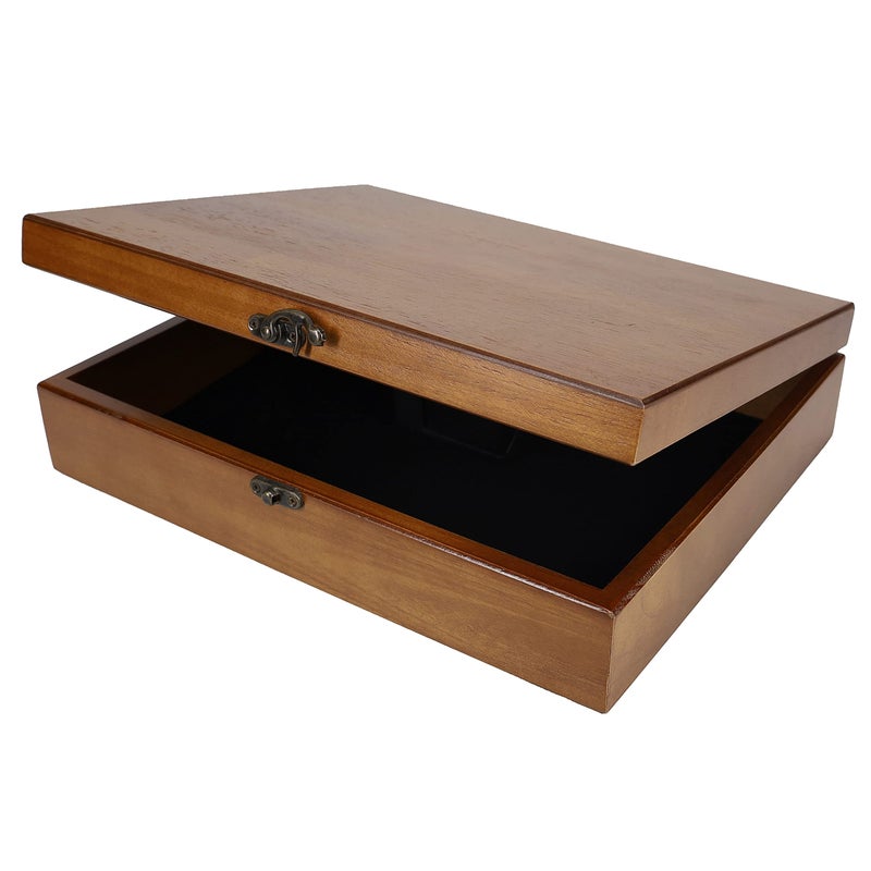 WE Games Old World Wooden Box with Brass Latch â€“ Vintage-Style Wooden Keepsake Box for Jewelry & Trinket Storage, Walnut Finish - Image 1