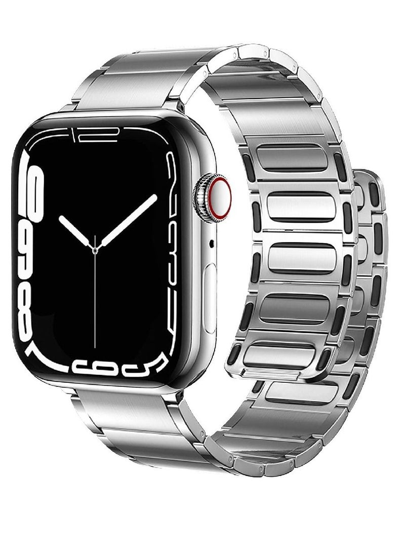 miYou Bluetooth Call Magnetic Stainless Steel Men Sports Fitness Tracker IP67 Waterproof Smartwatch For IOS Android - Silver/Silver  - Image 1