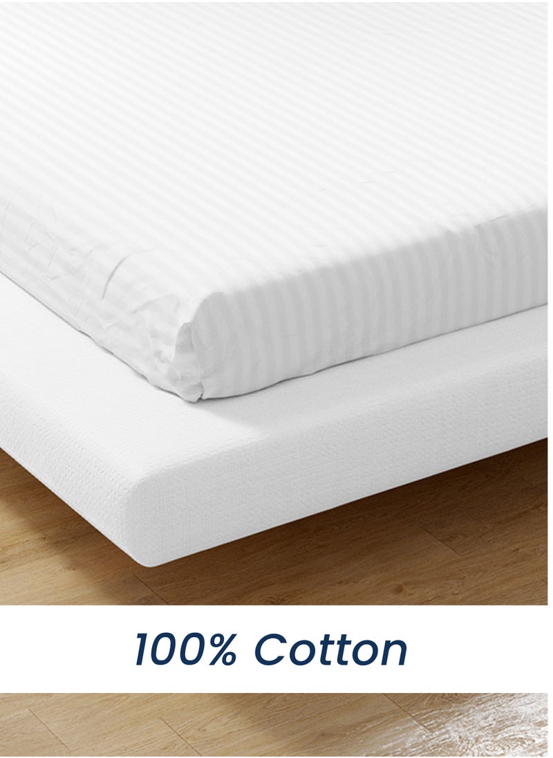 American Linen Queen Fitted Sheet 100% Cotton 200 Thread Count Breathable Bedding Sheet Comfortable Bed Sheets For Bedroom  180 x 200 cm White  - Image 2