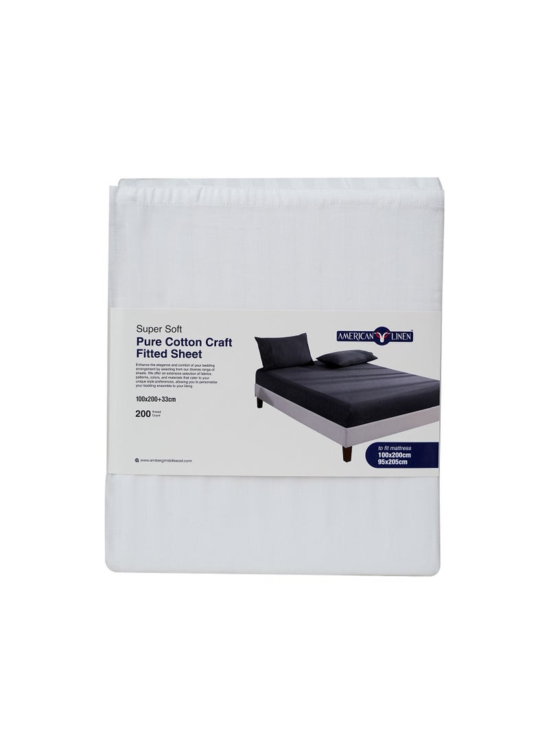 American Linen Queen Fitted Sheet 100% Cotton 200 Thread Count Breathable Bedding Sheet Comfortable Bed Sheets For Bedroom  180 x 200 cm White  - Image 5