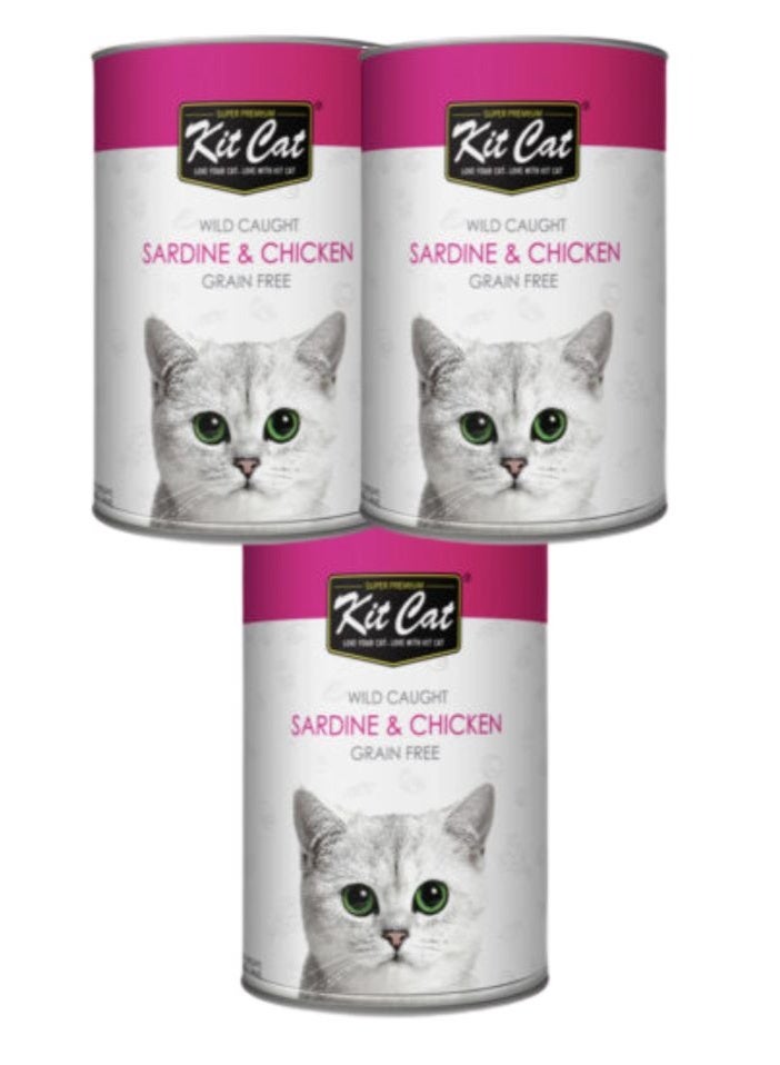 كيت كات 3 قطع من طعام القطط الرطب من السردين البري والدجاج، علب 80 جرام - Image 1