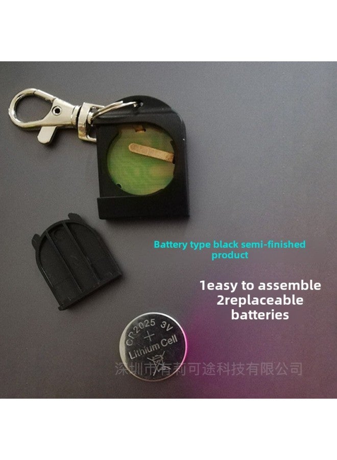 Luminous Keychain Rechargeable Acrylic Special-shaped Colorful Pendant Source Stall Wholesale-Color:Dog Buckle Battery Semi-finished Product-Black - Image 1