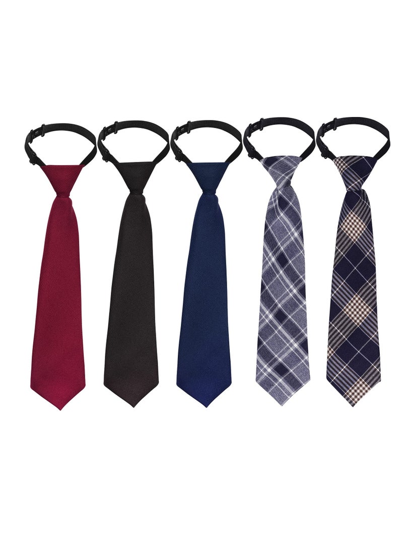 Adjustable Pre-tied Neck Ties for Boys and Babies - Knot-free Collar Accessories for Weddings, Graduations, and School Uniforms (Set of 5) - Image 1