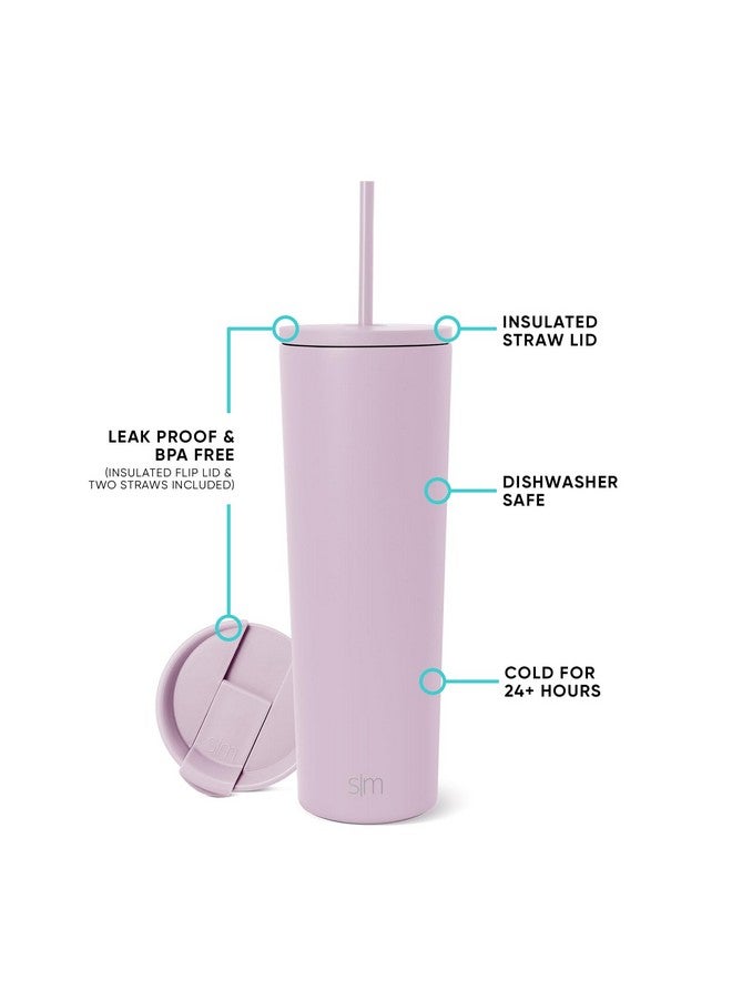 Simple Modern Simple Modern Insulated Tumbler with Lid and Straw | Iced Coffee Cup Reusable Stainless Steel Water Bottle Travel Mug | Gifts for Women Men Her Him | Classic Collection | 28oz | Lavender Mist - Image 2