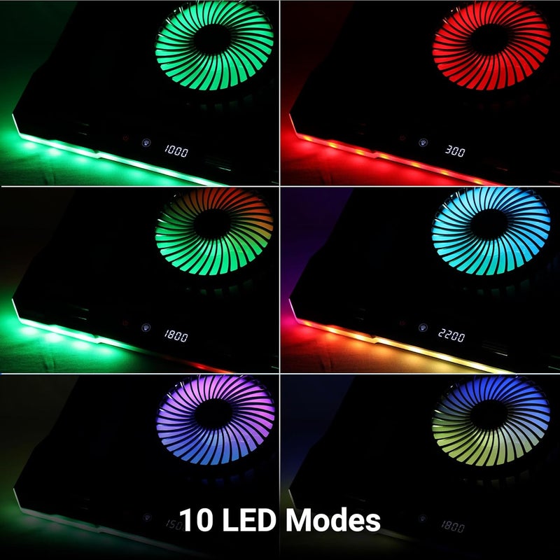 ZEBRONICS NC9200، وسادة تبريد لابتوب، مروحة RGB LED بحجم 140 مم، تدعم لابتوبات حتى 19 بوصة، منفذ USB مزدوج، وسادة فوم مغناطيسية، حامل موبايل قابل للفك، وحدة تحكم في سرعة المروحة، سرعة عالية، 10 أوضاع RGB LED - Image 5