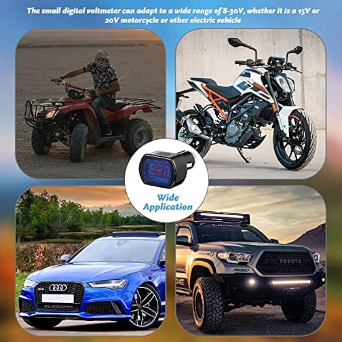 Unity Car Voltmeter Dc 12V 24V With Led Digital Display Panel Mini Vehicle Voltage Gauge Monitor For Auto Car Motorcycle Truck 4 Pcs - Image 3