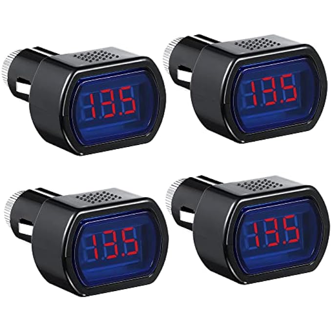 Unity Car Voltmeter Dc 12V 24V With Led Digital Display Panel Mini Vehicle Voltage Gauge Monitor For Auto Car Motorcycle Truck 4 Pcs - Image 1