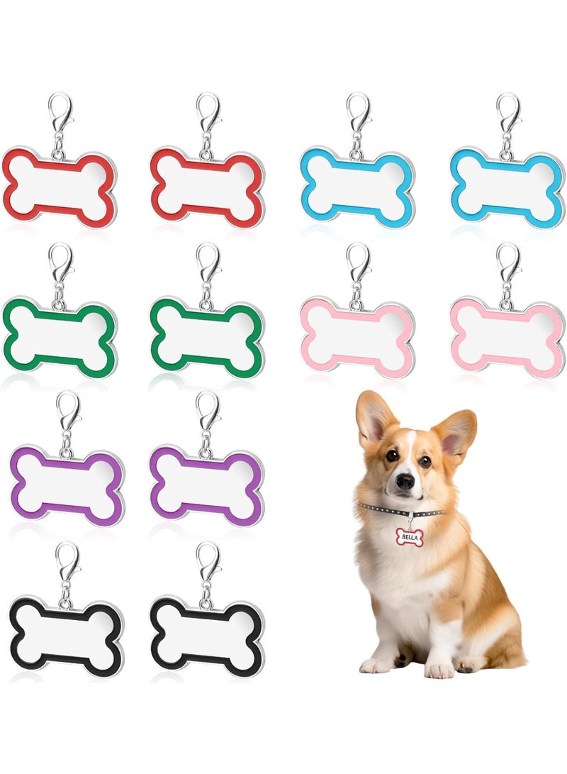 سيوسي Blank Dog Tags, Zinc Alloy Bone-Shaped Pet ID Tags, Engravable Dog Name Tag with Lobster Clasp, Durable Personalized Tag for Dogs, Cats, Puppies, Custom Name & Phone Number (12 Pack) - Image 1