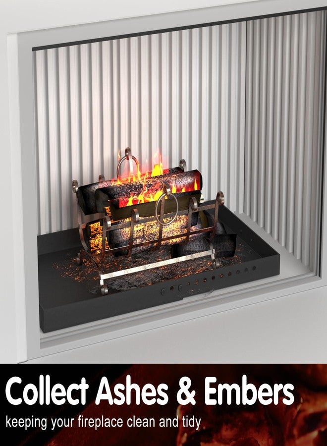 Air Jade Fireplace Tray, Galvanized Steel Ash Pan with Handles for Collecting Ash, Adjustable Up to 31.5" x 13" Ember Holder Fireplace Pan, Black, Rectangle - Image 5