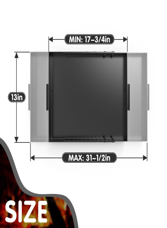 Air Jade Fireplace Tray, Galvanized Steel Ash Pan with Handles for Collecting Ash, Adjustable Up to 31.5" x 13" Ember Holder Fireplace Pan, Black, Rectangle - Image 2