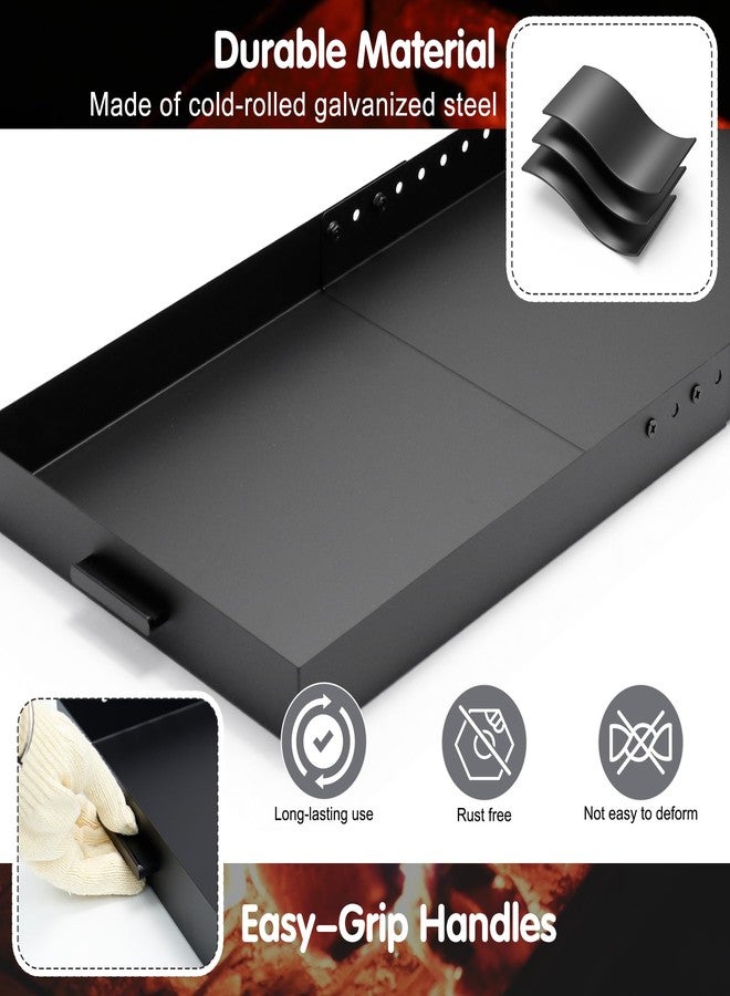 Air Jade Fireplace Tray, Galvanized Steel Ash Pan with Handles for Collecting Ash, Adjustable Up to 31.5" x 13" Ember Holder Fireplace Pan, Black, Rectangle - Image 4
