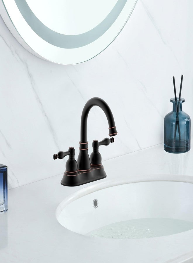 Derengge Oil Rubbed Bronze Two-Handle Bathroom Faucet,Lavatory Bathroom Sink Faucet with Pop up Drain Trim Assembly,F-450-JM ORB - Image 3