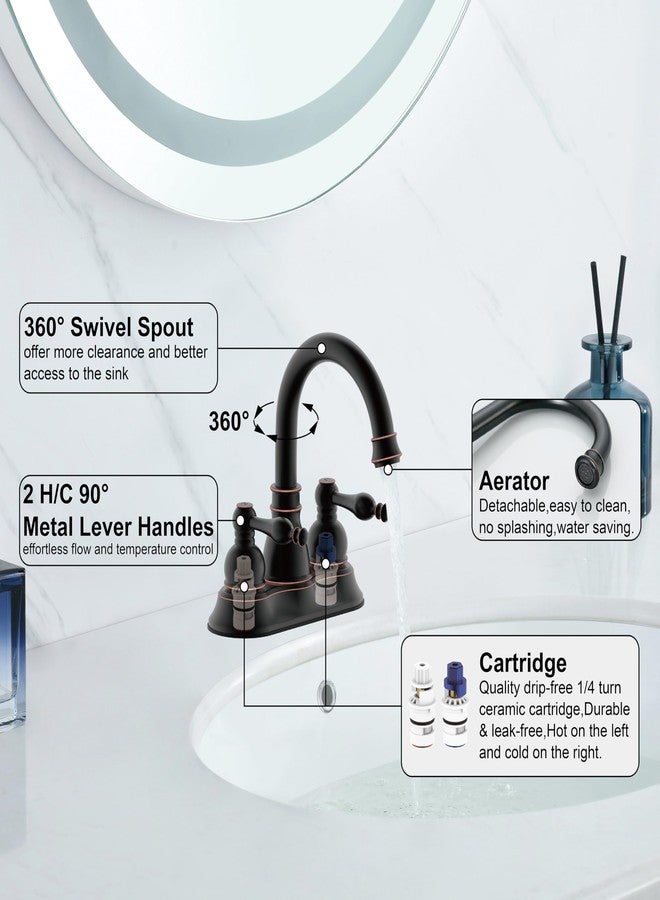 Derengge Oil Rubbed Bronze Two-Handle Bathroom Faucet,Lavatory Bathroom Sink Faucet with Pop up Drain Trim Assembly,F-450-JM ORB - Image 4