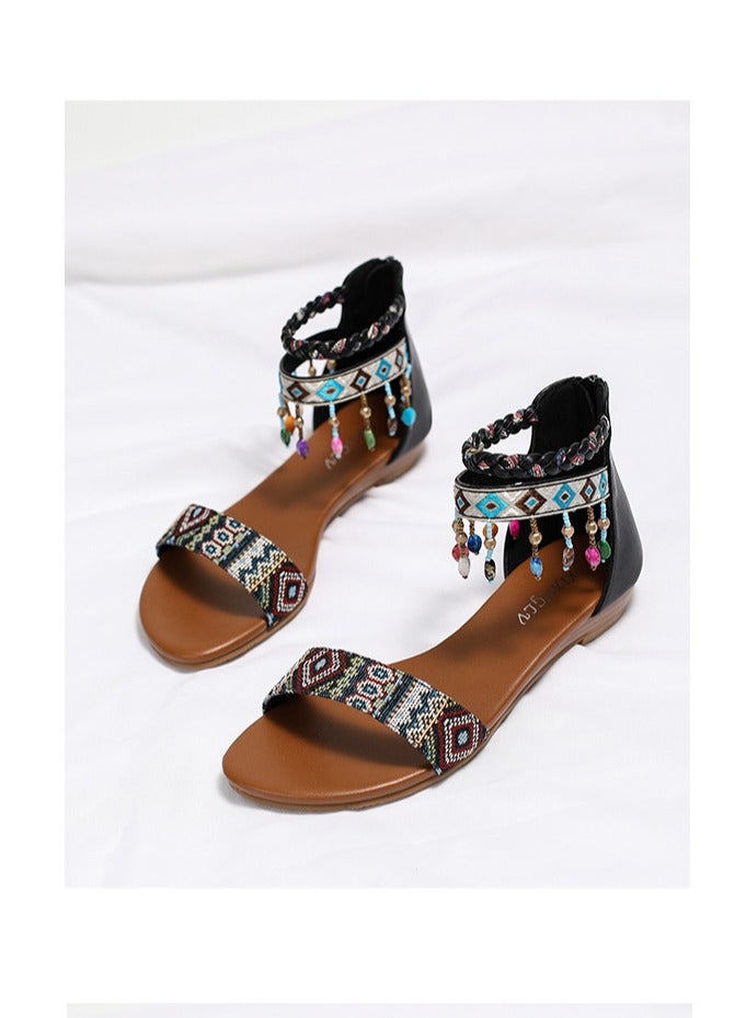 SIKETU Ethnic Exposed Toe Seaside Tourist Slope And Roman Sandals - Image 1