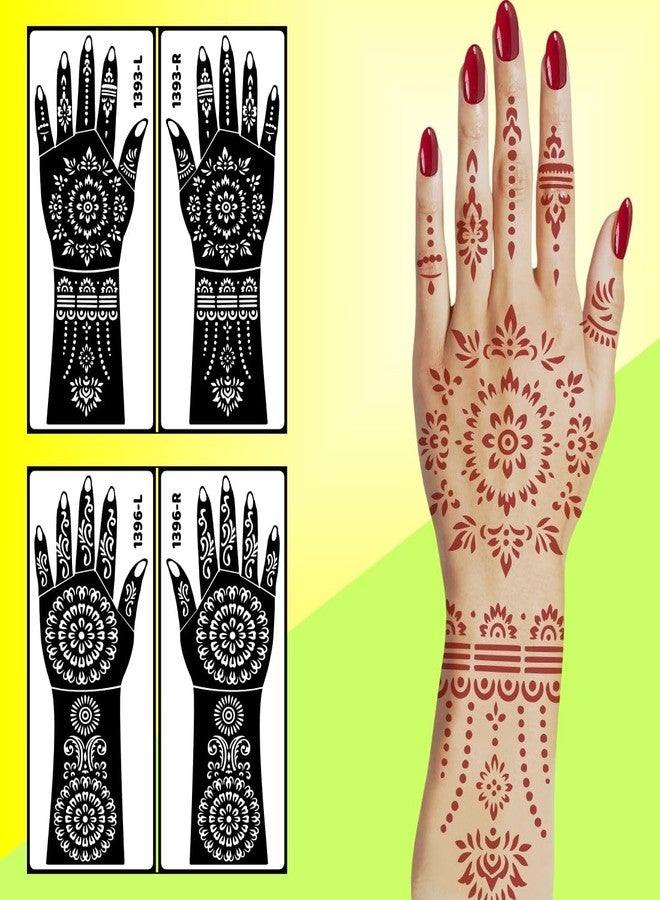 ORDERSHOCK Floral Mehndi Stencil Sticker For Women & Teens Easy Template For Traditional Festivals And Wedding Ceremony - Image 3