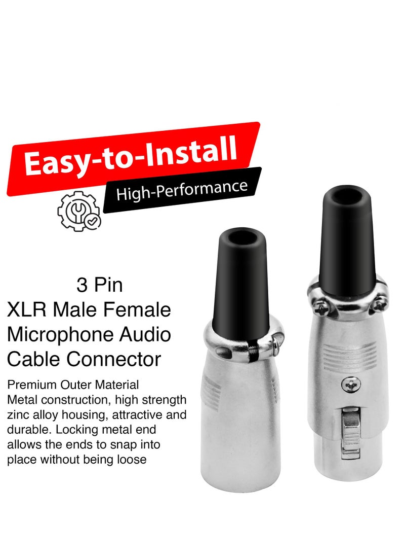 Excefore 10 Pieces 3 Pin XLR Male Female Microphone Audio Cable Connector, 5 Male and 5 Female XLR Mic Snake Plug, Microphone Audio Socket for High Conductivity and Ultra-Low Noise  - Image 3