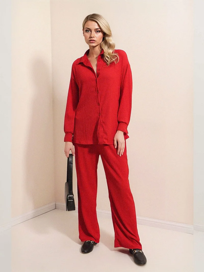 BDART Textured Long Sleeve Knit Shirt & Pants Knitted Co-ord Set