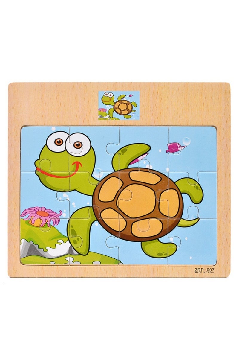 AB-8 Hot Sale 12/9 PCS Puzzles Wooden Kids Baby Wood Cartoon Vehicle Animals Learning Educational To