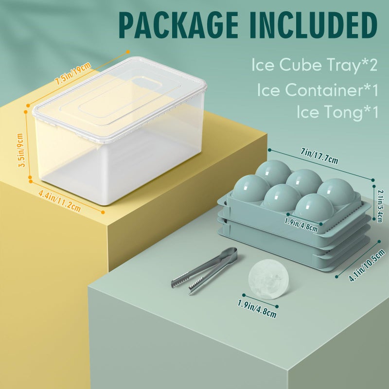 WIBIMEN Large Ice Cube Molds, Big Round Whiskey Ice Cube Trays for Freezer, Easy to Fill & Release, Whiskey Bourbon Cocktail(1.9In*6 Balls- Blue/2 Pack) - Image 5