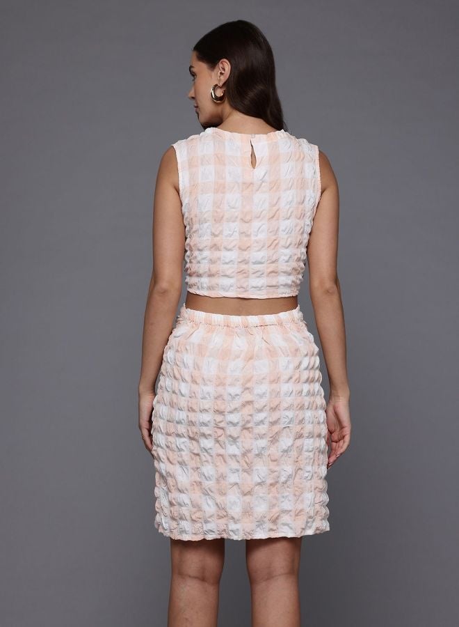 Freehand Women Regular Fit Textured Sleeveless Mid Rise Top and Skirt Co-Ord Set - Image 4