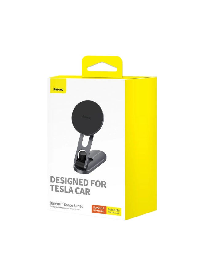 Baseus T-Space Series Magnetic Folding Car Phone Holder Silver and Black 4 x 5.7 x 11 cm C40151300S11-00 Silver and Black - Image 5