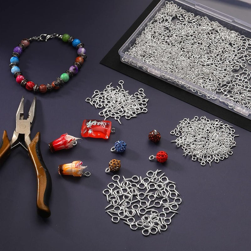 Ferraycle 1200 Pcs Small Screw Eye Pins for Jewelry Making Mini Eye Screws Eyelet Pins Hooks for DIY Art Craft Projects, 3 Sizes(0.16 x 0.32 Inch, 0.2 x 0.39 Inch, 0.24 x 0.5 Inch,Silver) - Image 4