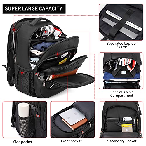 CAFELE 17.3 inch Laptop Backpack,School Bookbag Computer Rucksack with USB Charging Port,Water Resistant Sturdy Bagpack for Business College School Travel,Men Women Casual Daypack,Black - Image 2