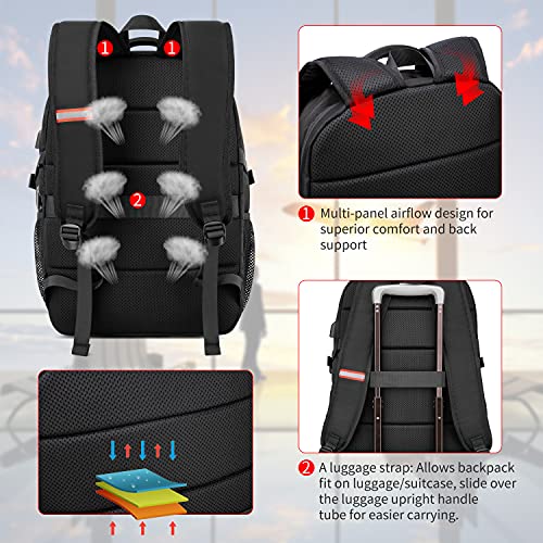 CAFELE 17.3 inch Laptop Backpack,School Bookbag Computer Rucksack with USB Charging Port,Water Resistant Sturdy Bagpack for Business College School Travel,Men Women Casual Daypack,Black - Image 5