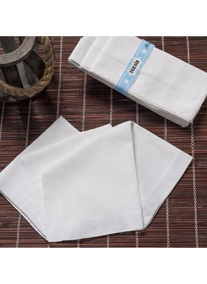 Hepsine Rakip Rival to All Teksin Hand Face Pocket Handkerchief White 12 Pack 36X36 cm Tm White  - Image 1
