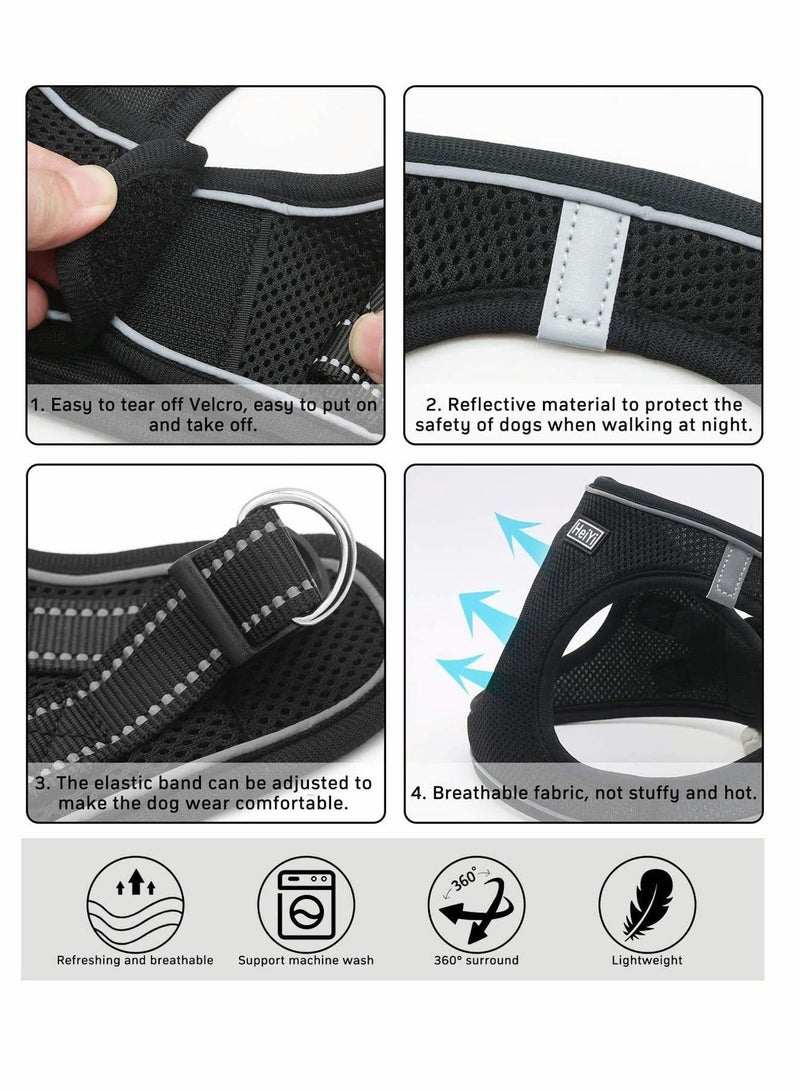 KASTWAVE Step-in Air Dog Harness and Leash No Pull, Reflective and Breathable Pet Harness, Adjustable Comfortable Soft Padded Vest Harness Easy Control for Puppy Small Medium Dogs Cats, Black M - Image 5