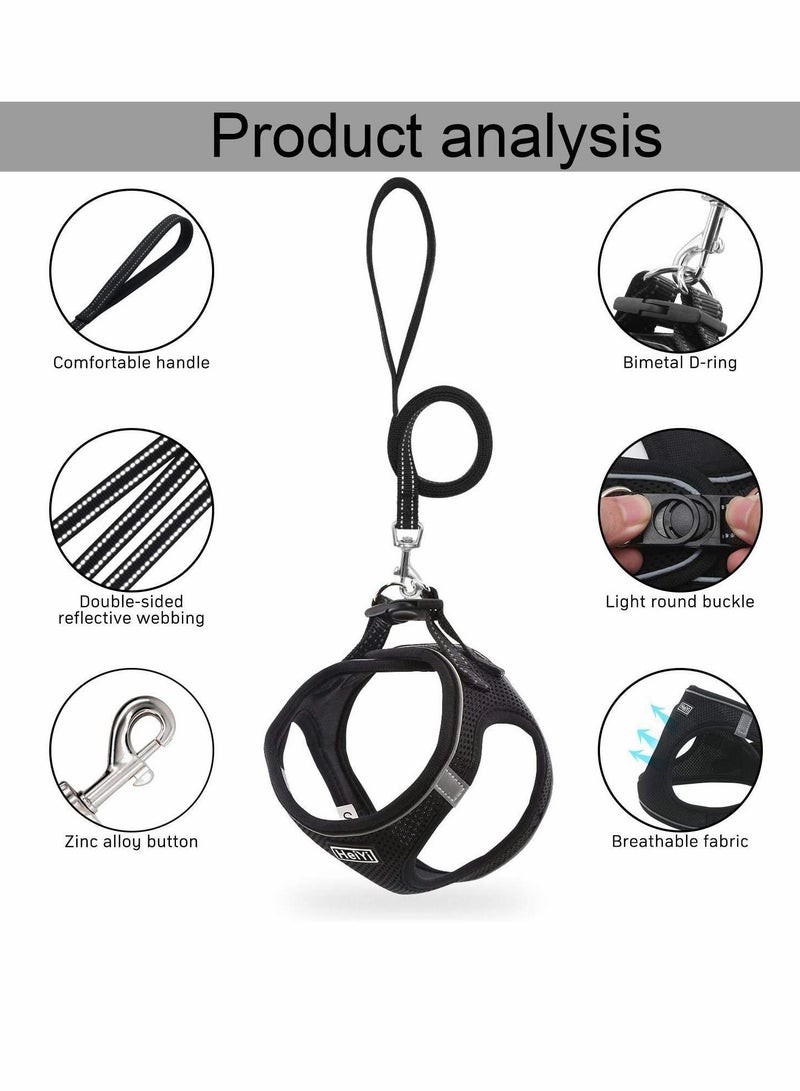 KASTWAVE Step-in Air Dog Harness and Leash No Pull, Reflective and Breathable Pet Harness, Adjustable Comfortable Soft Padded Vest Harness Easy Control for Puppy Small Medium Dogs Cats, Black M - Image 4