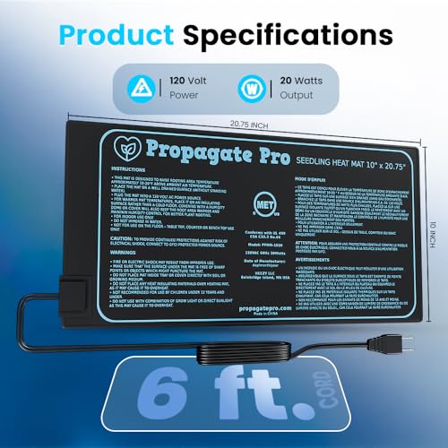 Propagate Pro Seedling Heating Mat | Fits (1) Standard 1020 Tray | Germination Grow Heat Pad for Seed & Starter Plants Soil Warmer for Indoor Home Gardening (10x20 Single) - Image 5