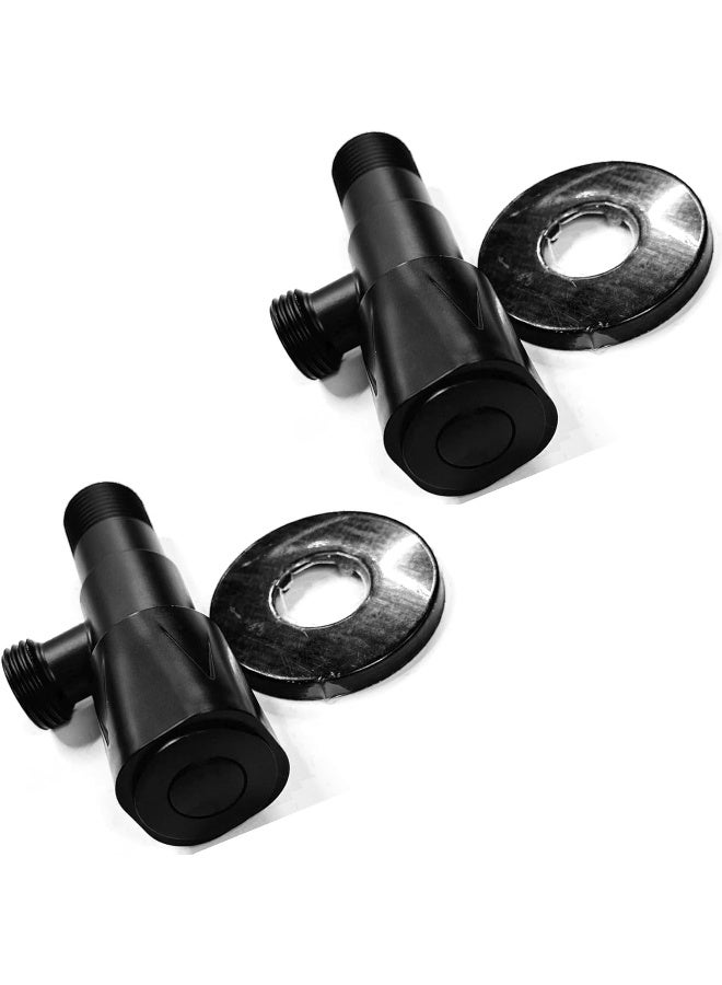 Biella Heavy Duty Angle Stop Corner Valve 1/2 Inch X Matte Black With Teflon Tape Single Handle Shut Off Water Control For Shower Toilet And Bidet 2 Pcs - Image 1