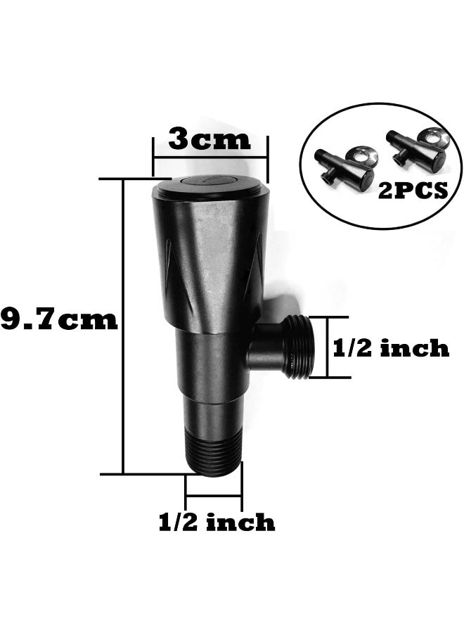 Biella Heavy Duty Angle Stop Corner Valve 1/2 Inch X Matte Black With Teflon Tape Single Handle Shut Off Water Control For Shower Toilet And Bidet 2 Pcs - Image 2