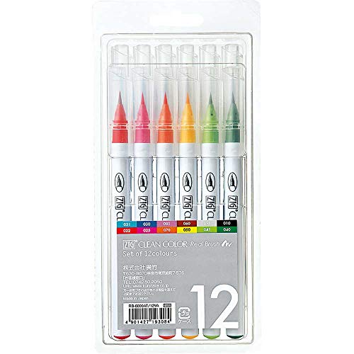 Zig Clean Color Real Brush Markers, Multicolor, 12-Pack (RB600012) - Image 1