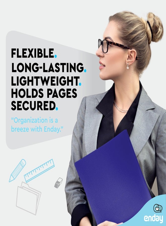 Enday Plastic Folders with Pockets and Prongs Blue, Two Pocket Folder with Brads, 3 Prong Folders with Pockets for Letter Size Sheets, Also Avail in Purple, Black, Green, Yellow, Orange, 6 Pc –by Enday - Image 2