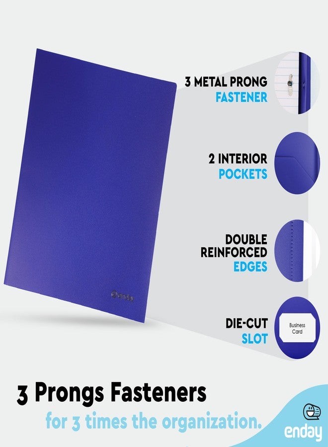 Enday Plastic Folders with Pockets and Prongs Blue, Two Pocket Folder with Brads, 3 Prong Folders with Pockets for Letter Size Sheets, Also Avail in Purple, Black, Green, Yellow, Orange, 6 Pc –by Enday - Image 3