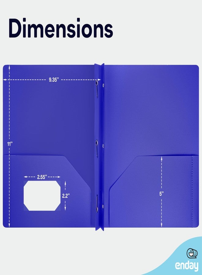 Enday Plastic Folders with Pockets and Prongs Blue, Two Pocket Folder with Brads, 3 Prong Folders with Pockets for Letter Size Sheets, Also Avail in Purple, Black, Green, Yellow, Orange, 6 Pc –by Enday - Image 5