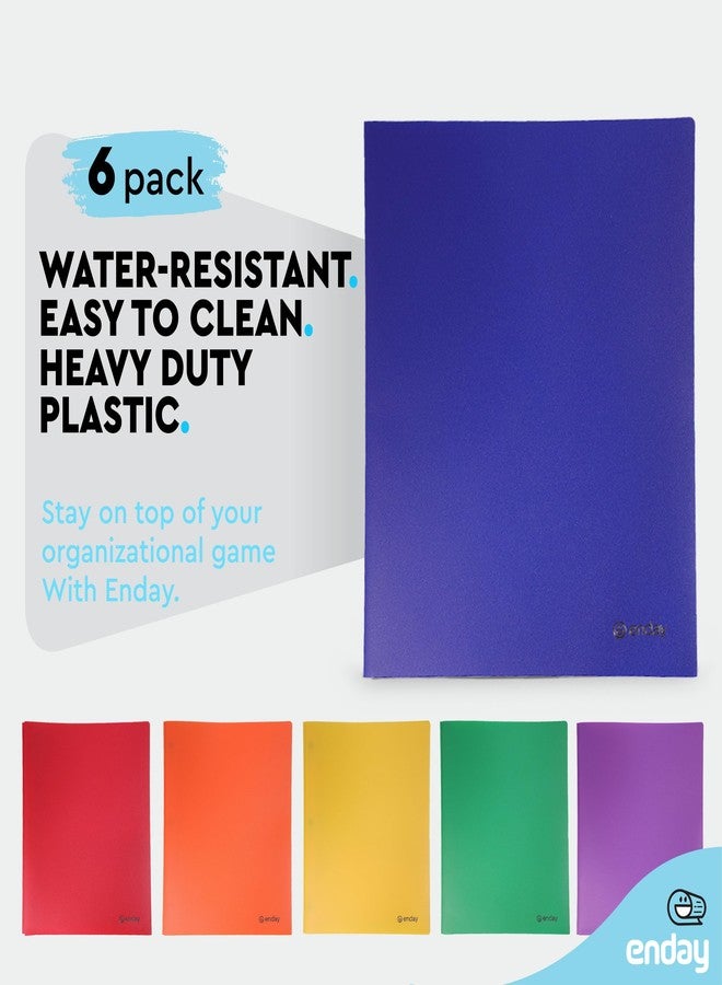 Enday Plastic Folders with Pockets and Prongs Blue, Two Pocket Folder with Brads, 3 Prong Folders with Pockets for Letter Size Sheets, Also Avail in Purple, Black, Green, Yellow, Orange, 6 Pc –by Enday - Image 4
