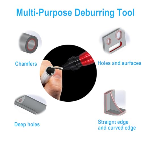 Coeweule Premium Deburring Tool with 15 Pcs High Speed Steel Swivel Blades, Deburring Tool for Metal, Resin, PVC Pipes, Plastic, Aluminum, Copper, Wood, 3D Printing Burr Removal Reamer Tool Red - Image 5