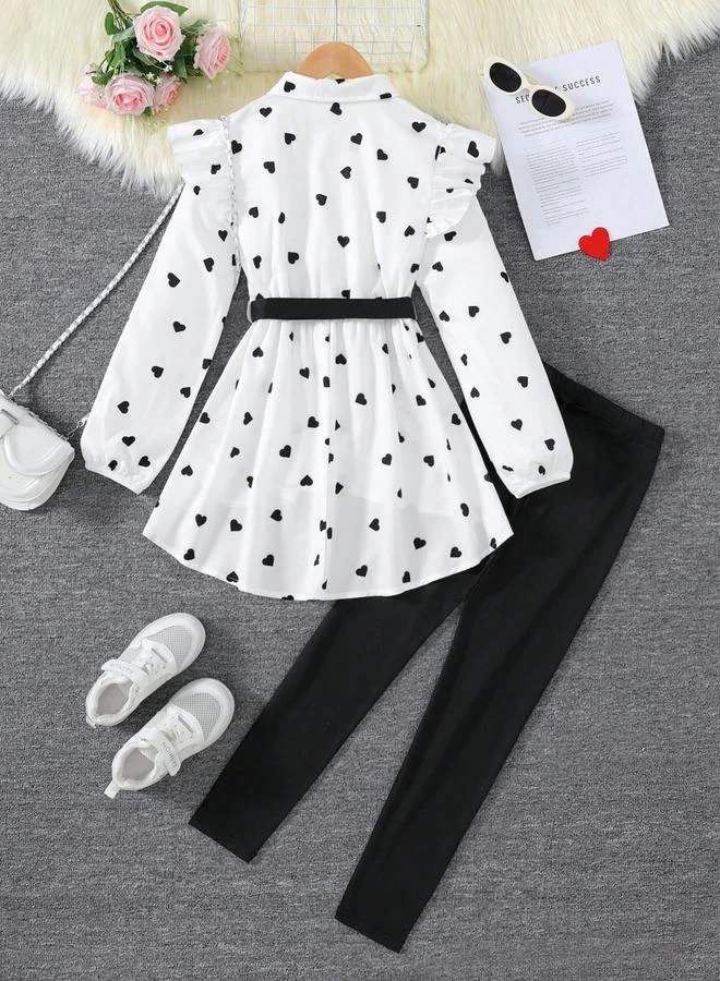 تايك تو Girls Polka-Dot Long Sleeve Shirt and Leggings Set