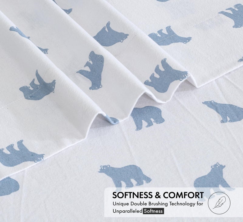 RUVANTI Flannel Sheets King Size - 100% Cotton Double Brushed King Bed Sheets Set - Deep Pockets 16 Inches - All Seasons Breathable & Extra Soft - Warm & Cozy, 4 Piece, Happy Cubs - Image 5
