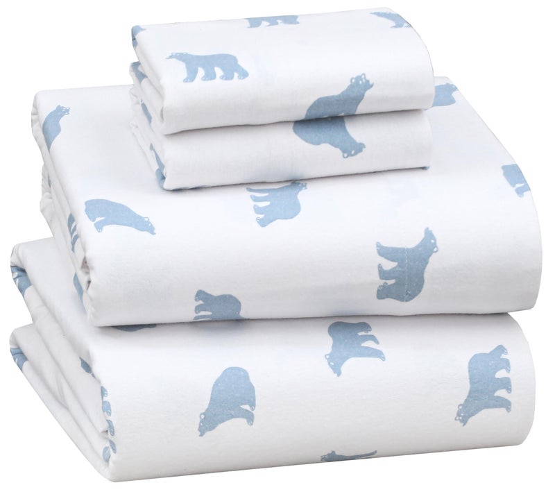RUVANTI Flannel Sheets King Size - 100% Cotton Double Brushed King Bed Sheets Set - Deep Pockets 16 Inches - All Seasons Breathable & Extra Soft - Warm & Cozy, 4 Piece, Happy Cubs - Image 1