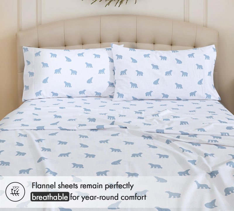 RUVANTI Flannel Sheets King Size - 100% Cotton Double Brushed King Bed Sheets Set - Deep Pockets 16 Inches - All Seasons Breathable & Extra Soft - Warm & Cozy, 4 Piece, Happy Cubs - Image 4