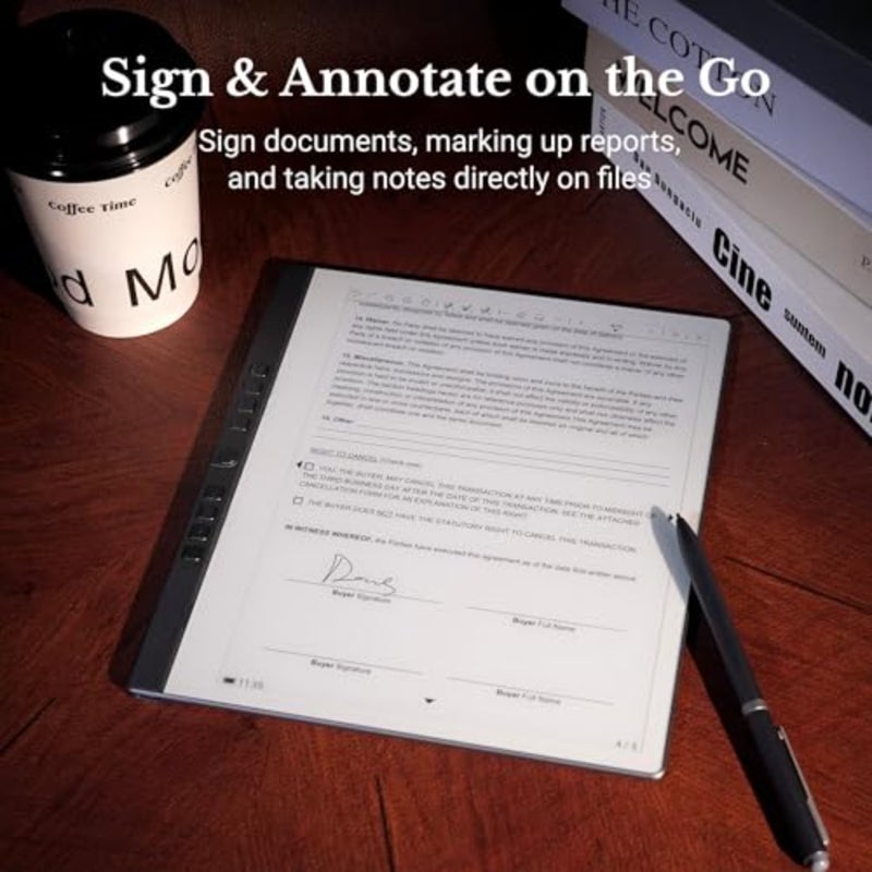 دفتر eNote2 E-Ink الرقمي لتدوين الملاحظات، هيكل من سبائك الألومنيوم، أسود، شاشة 10.3 بوصة مع 8192 مستوى ضغط، تخزين 128 جيجابايت، بطارية 6500 مللي أمبير، يتضمن قلم وغطاء جلدي - Image 4
