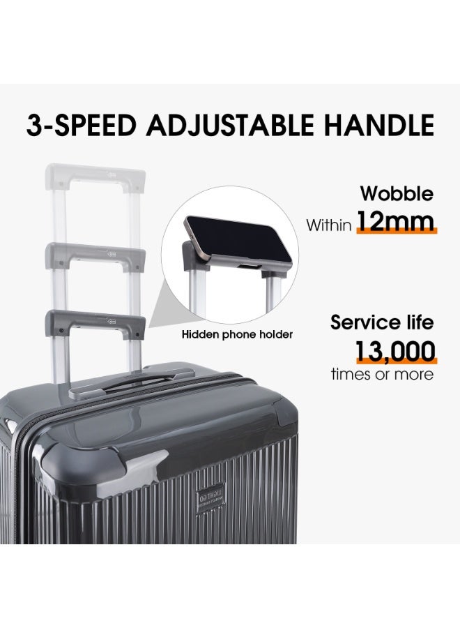 LIGHTGO 7672 22"+28" 2Pcs set luggage ,Carbon Grey color suitcase ,PC Suitcase ,Trunk case check in luggage ,with TSA travel case ,YKK zipper - Image 2